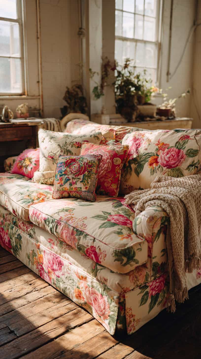 Thrifted Floral Sofa - Image 2