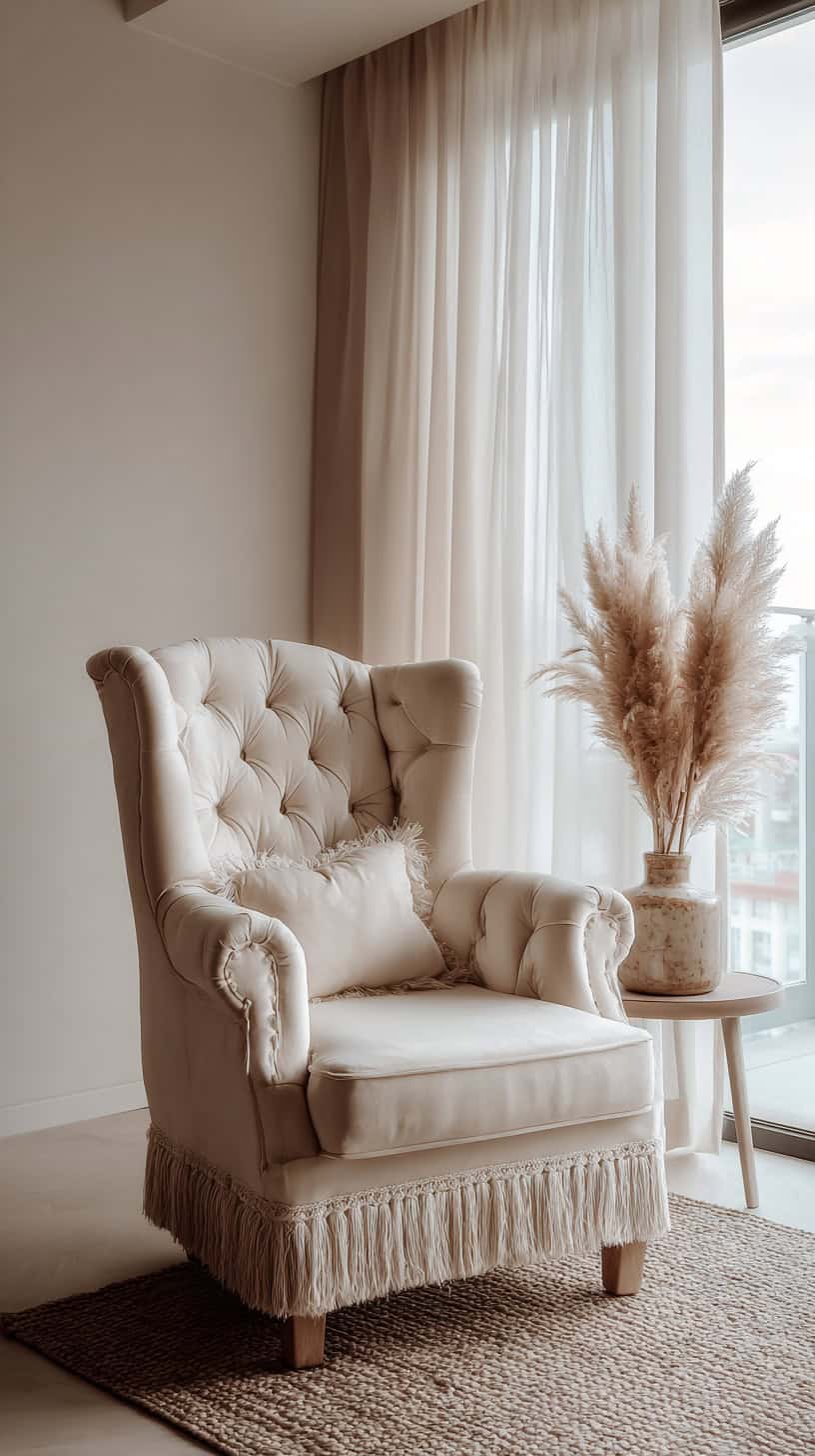 Tufted Fringed Armchair - Image 2