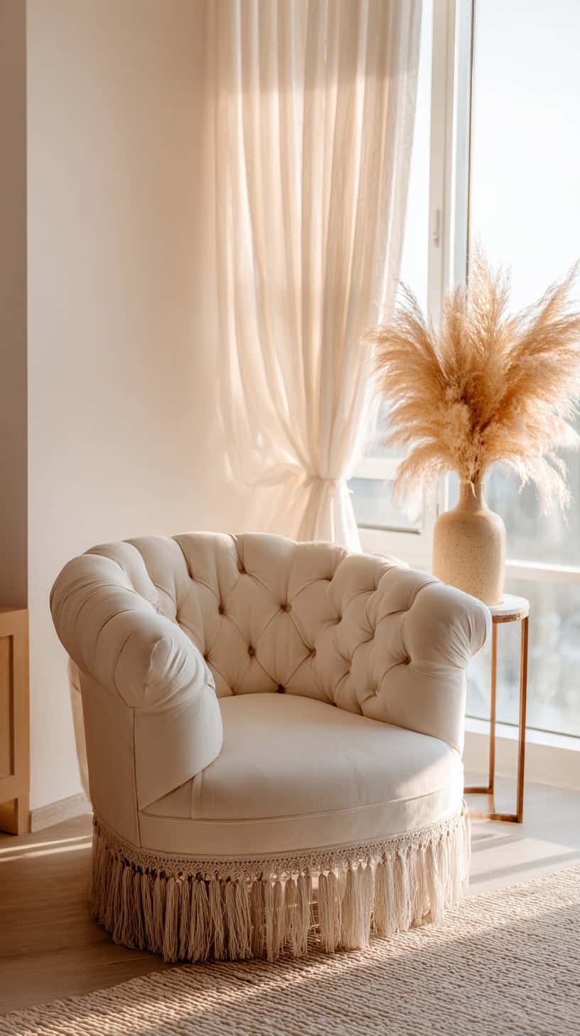 Tufted Fringed Armchair - Image 1