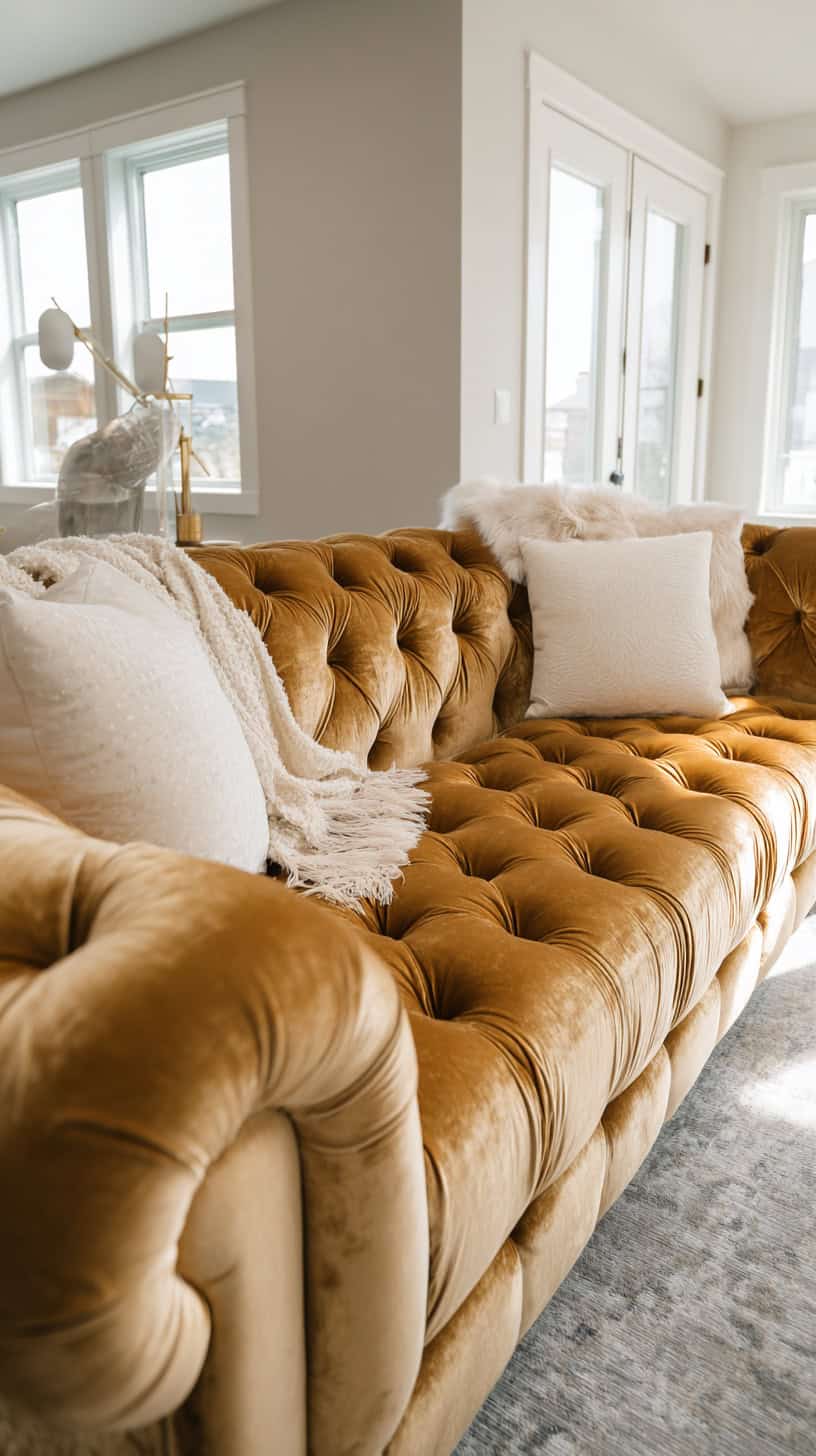 Velvet Gold Accent Sofa - Image 2