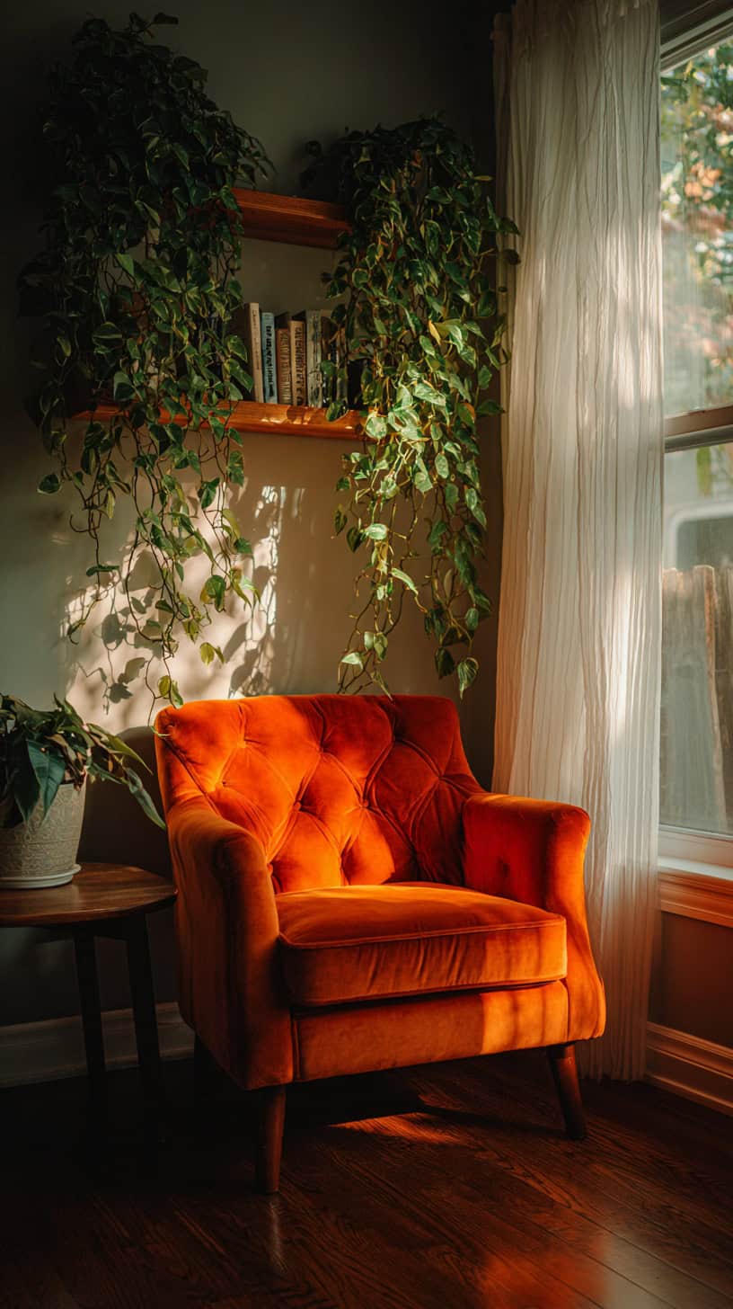 Velvet Orange Accent Chair - Image 2