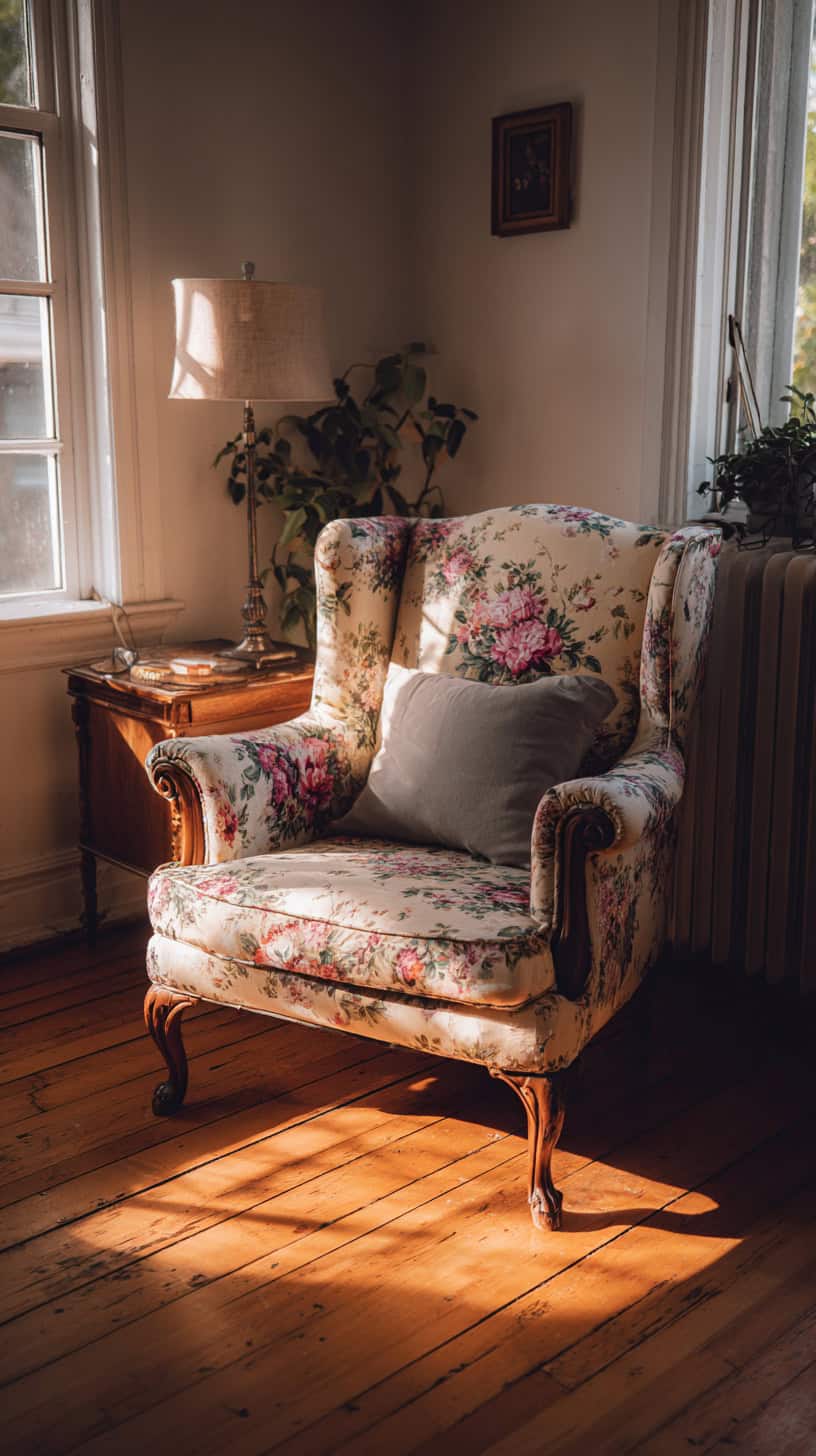 Vintage Floral Armchair - Image 2