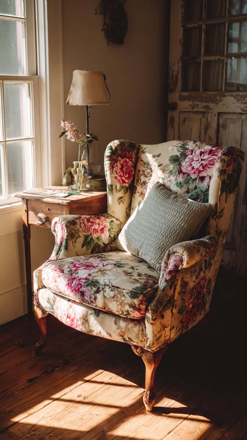 Vintage Floral Armchair - Image 1