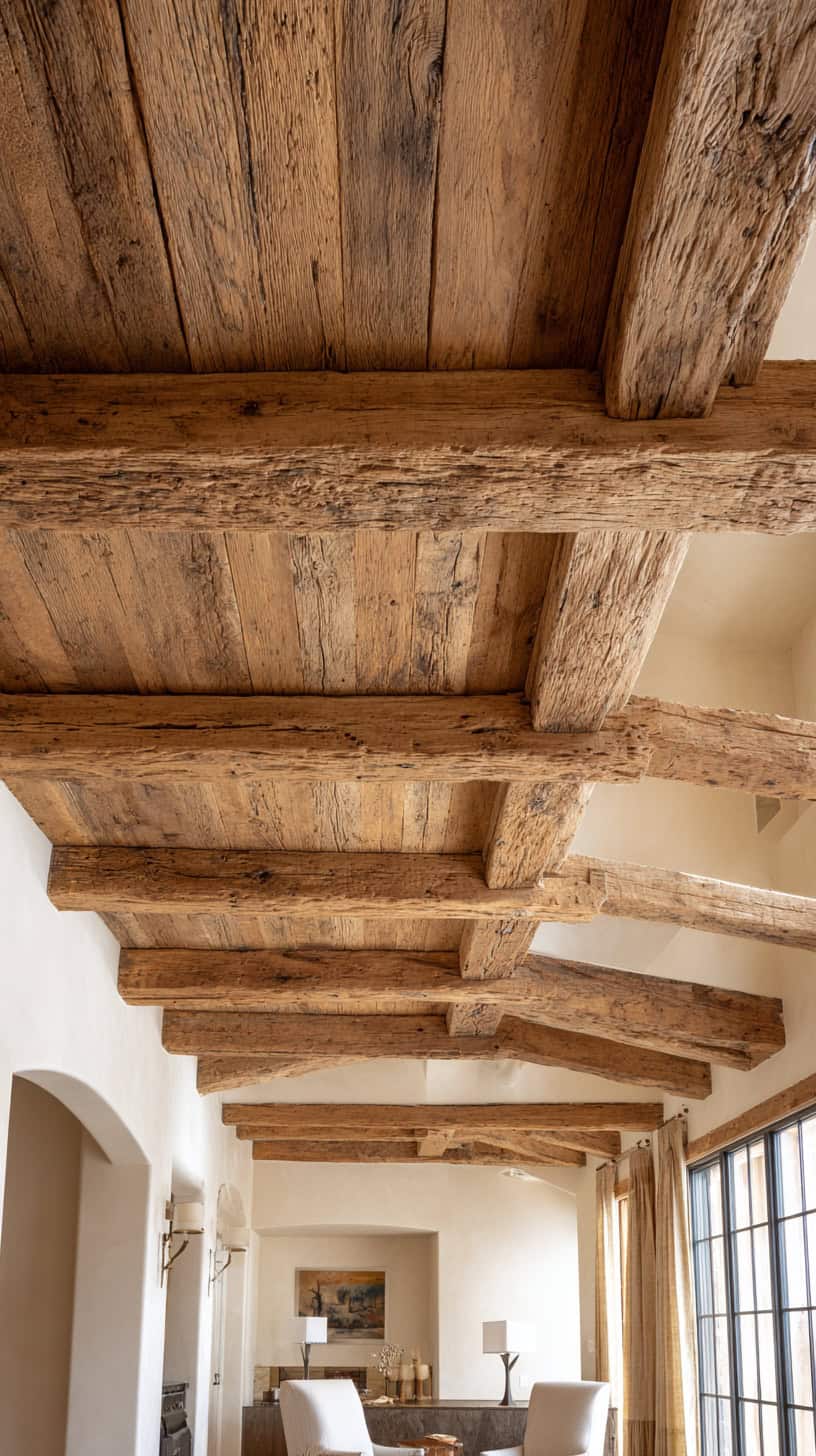 Warm Wood Beam Ceiling - Image 1