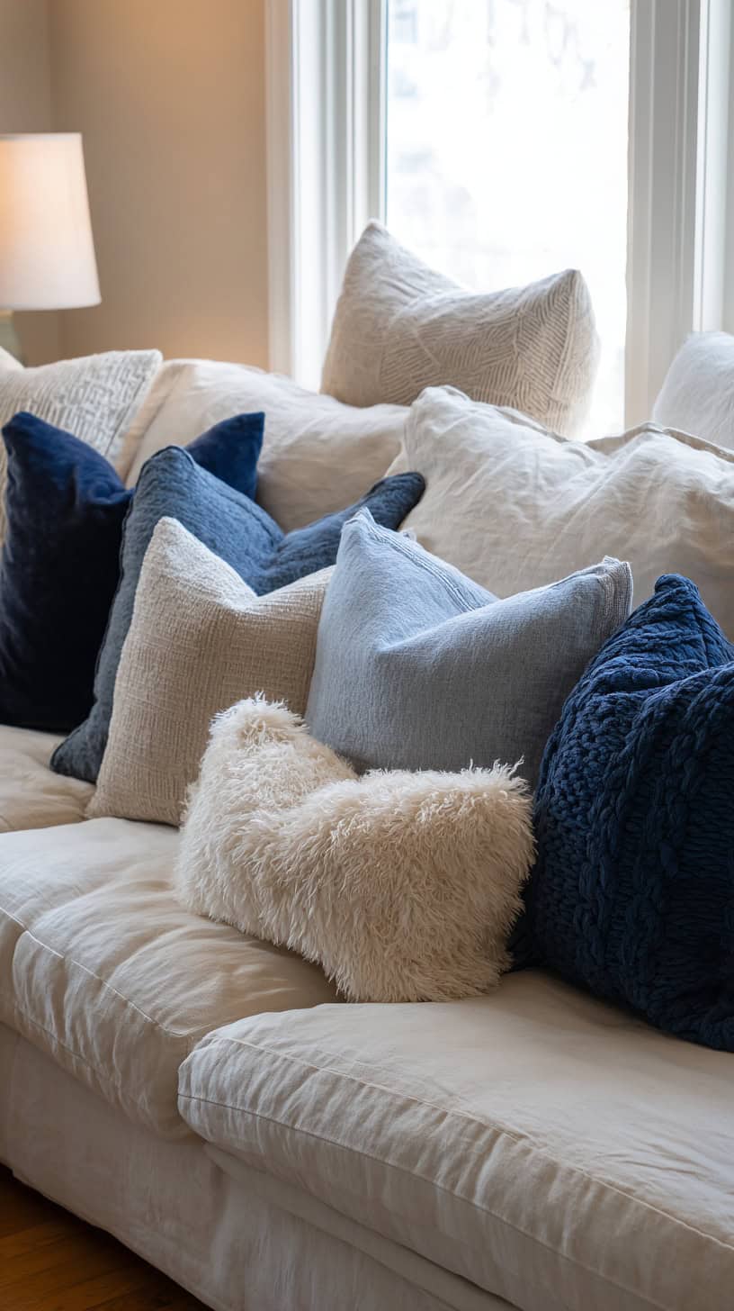 Cozy Blue Throw Pillows - Image 1