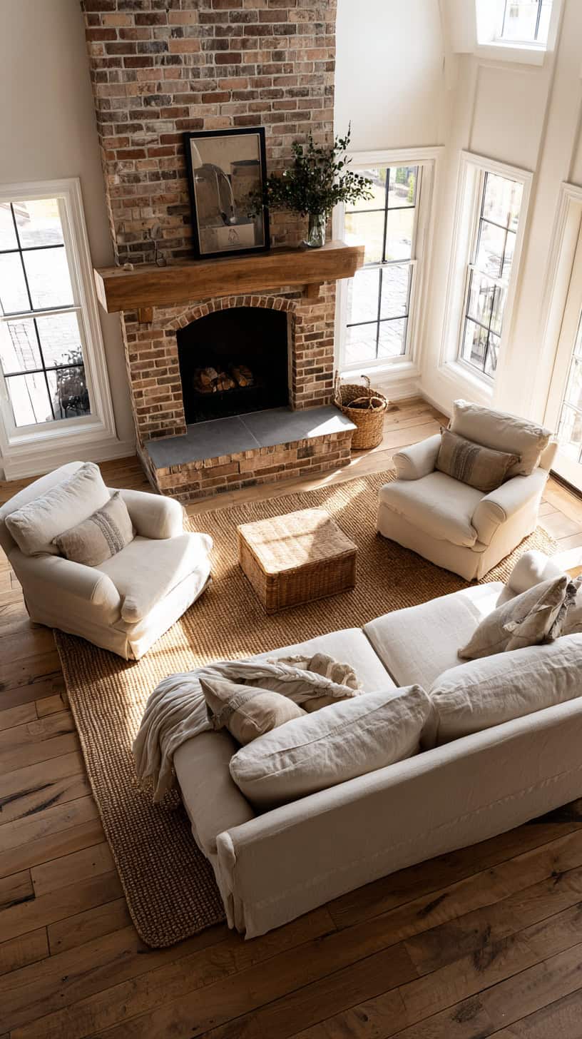 Farmhouse Living Room Layout With Fireplace - Image 1