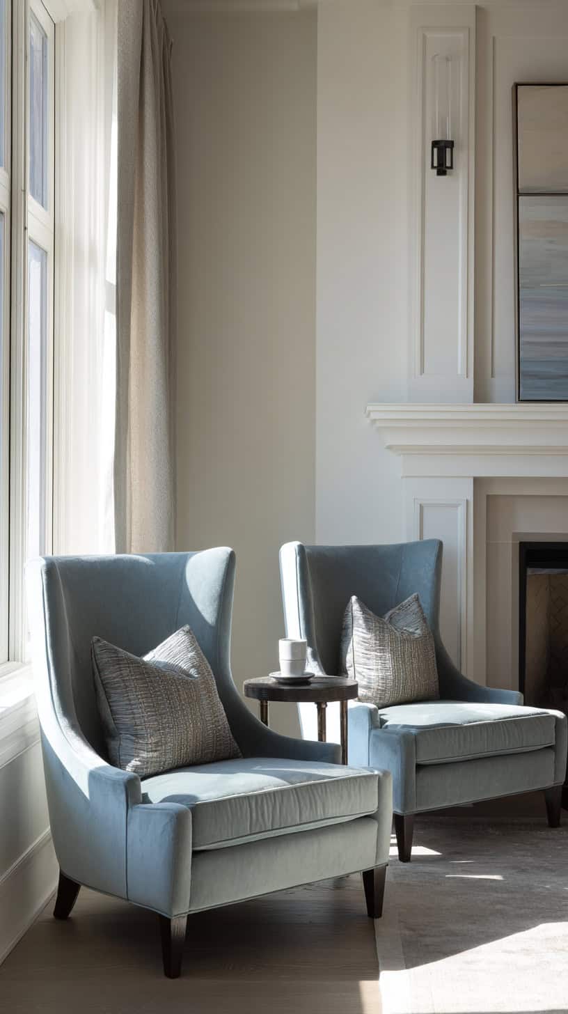 Grey Blue Accent Chairs - Image 1