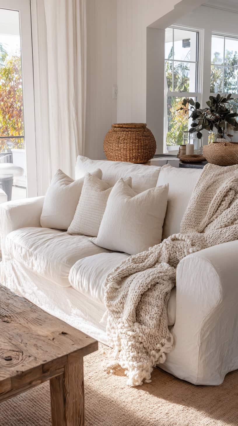 Linen Slipcovered Sofa - Image 1