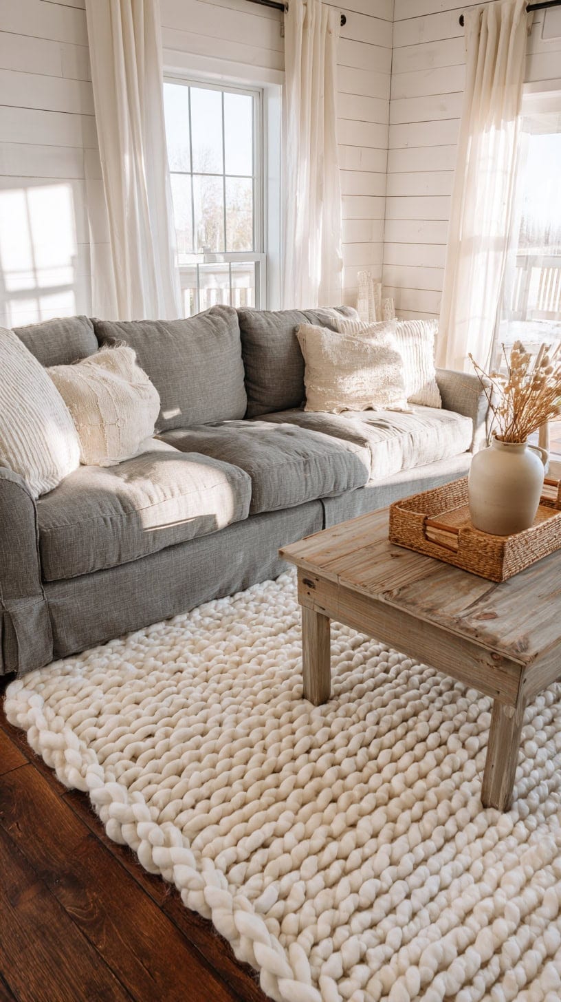 Living Room Rugs With Grey Couch Farmhouse