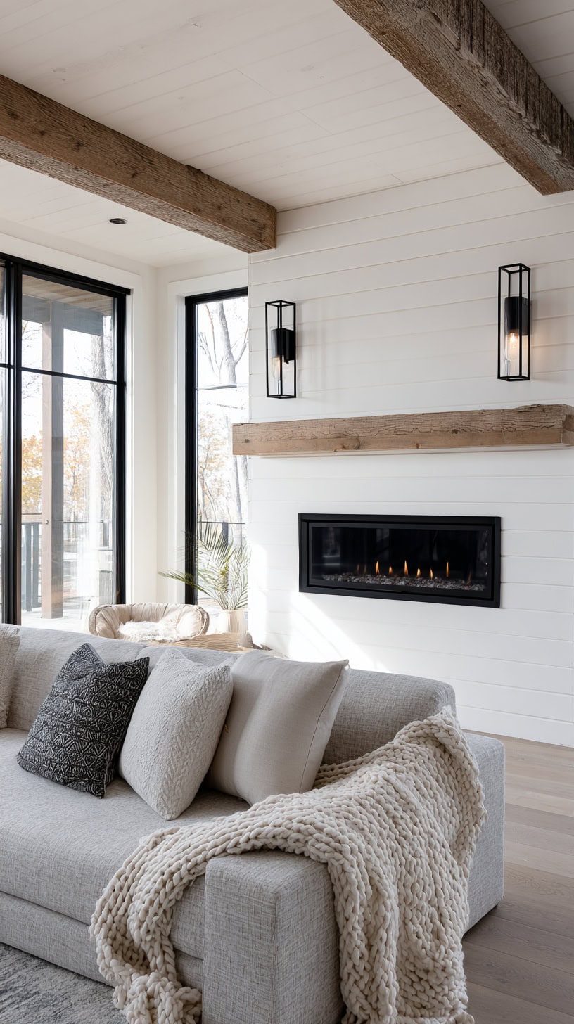 Modern Farmhouse Living Room With Fireplace - Image 1