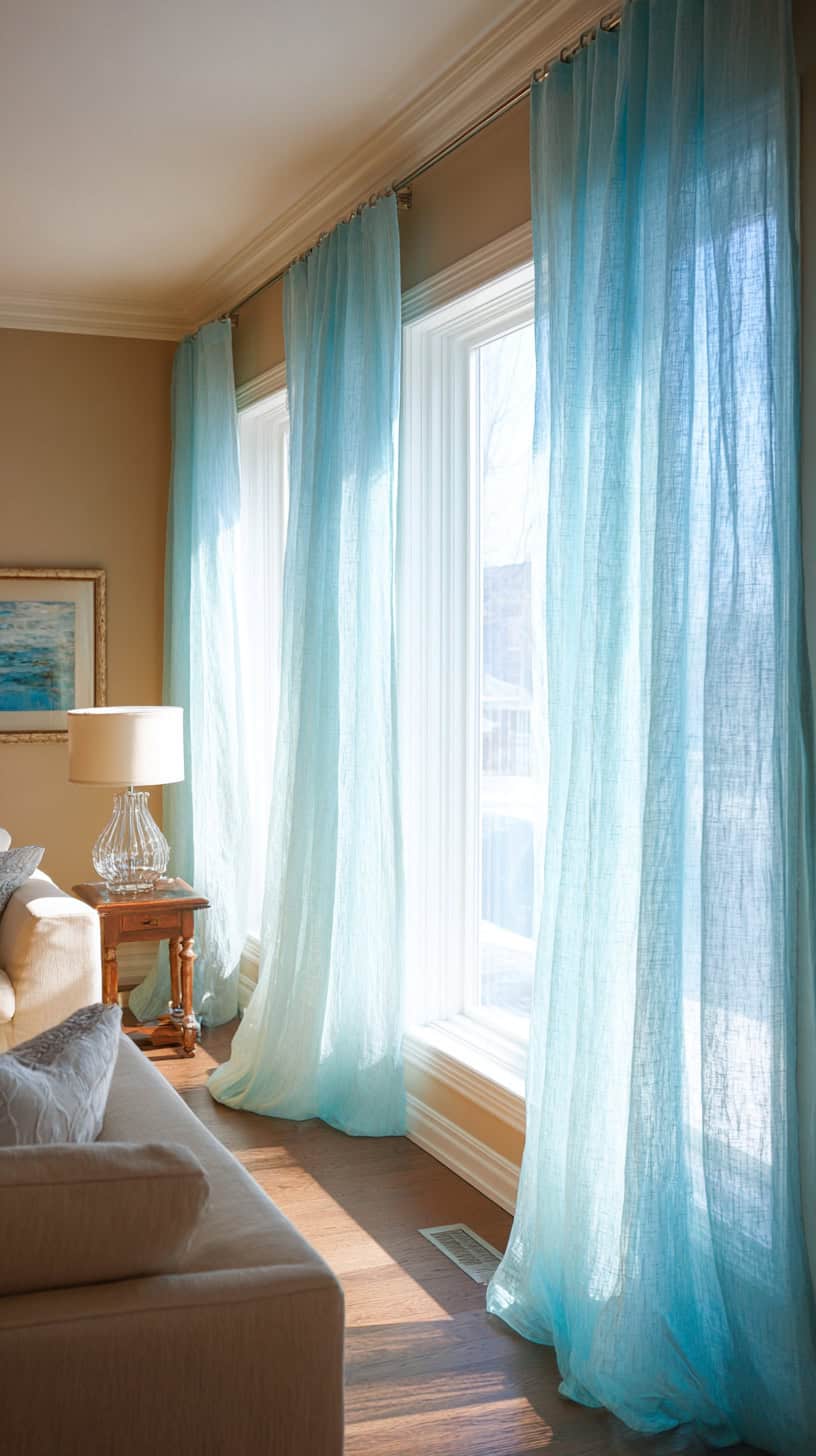Pale Blue Curtain Panels - Image 1
