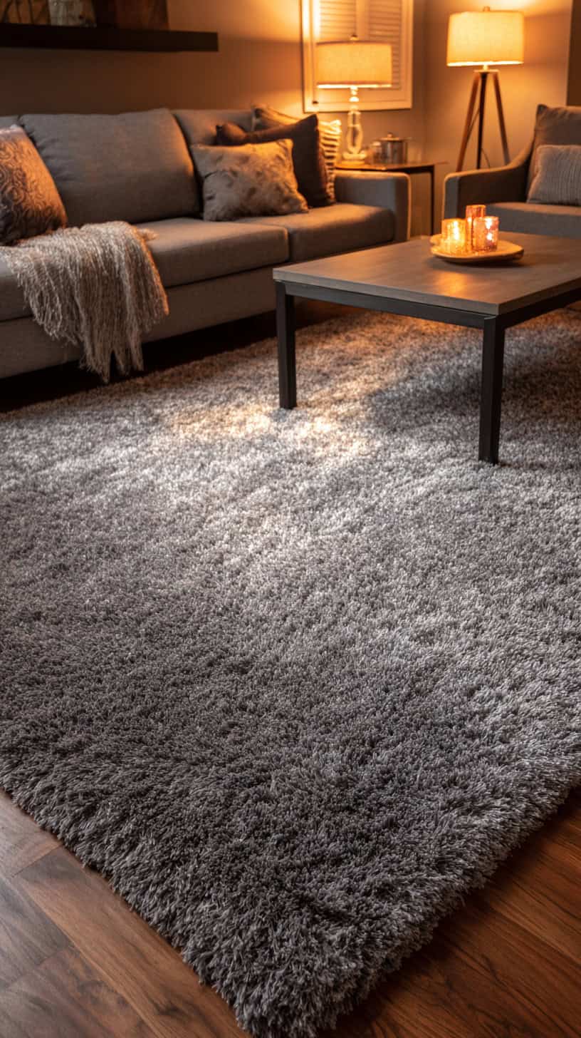 Plush Gray Family Room Rug - Image 1