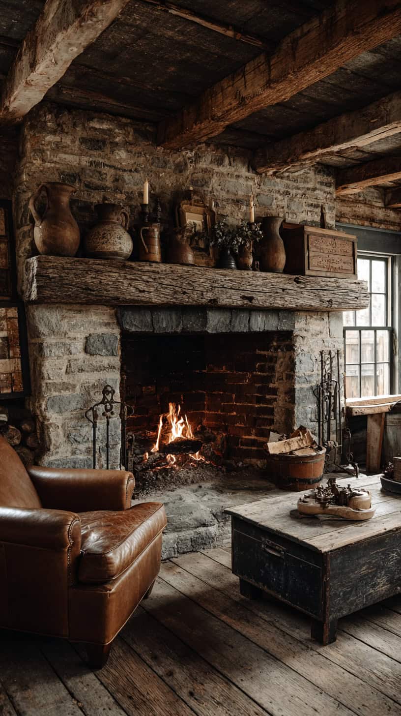 Rustic Farmhouse Living Room With Fireplace - Image 1