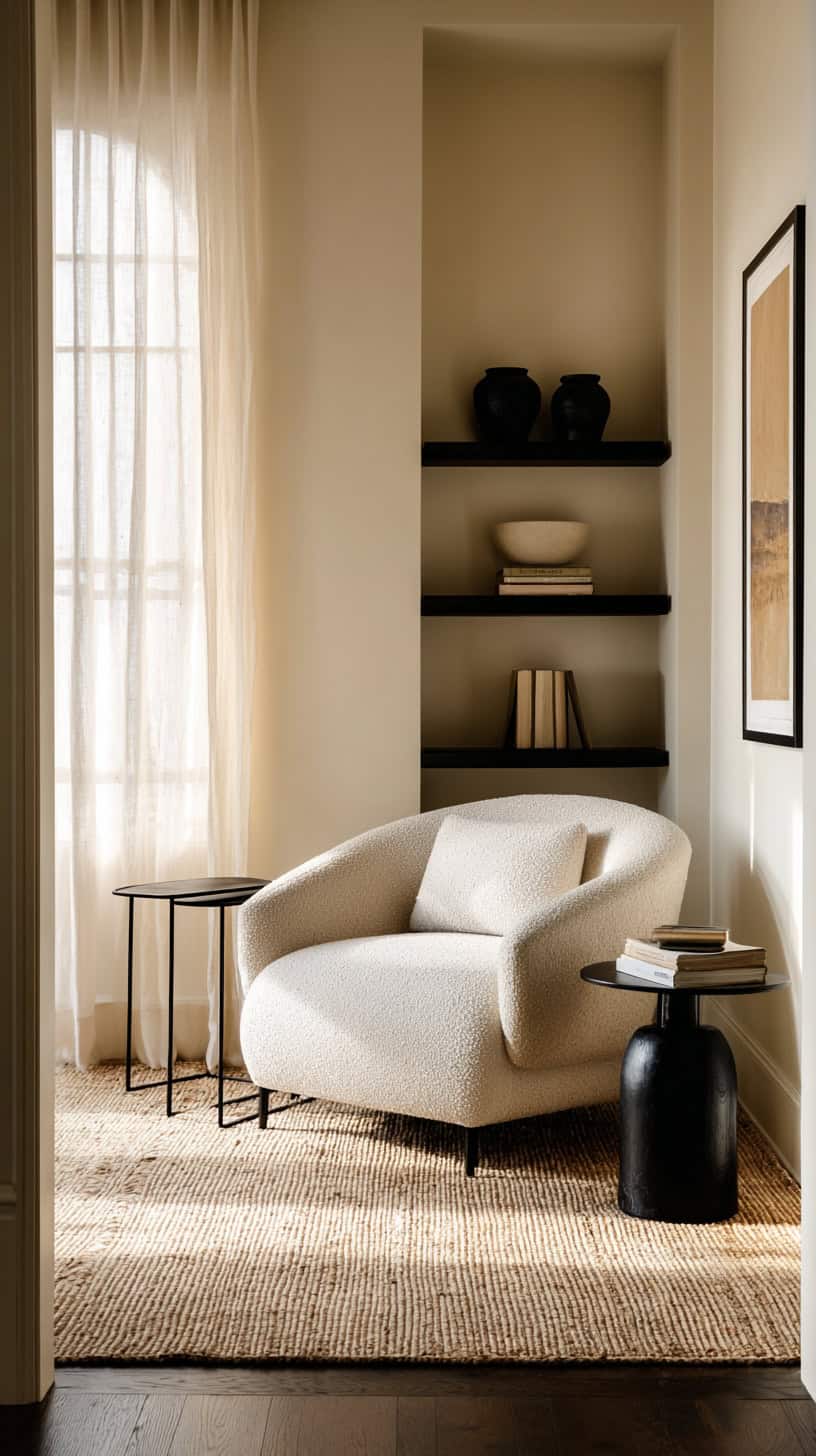Sitting Room Ideas: Neutral Living Room with Black Accents - Image 1