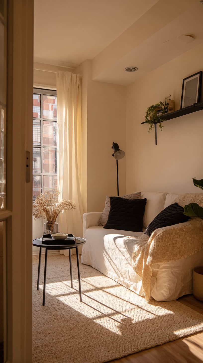 Small Apartment Decorating Wins with Black and Cream - Image 1
