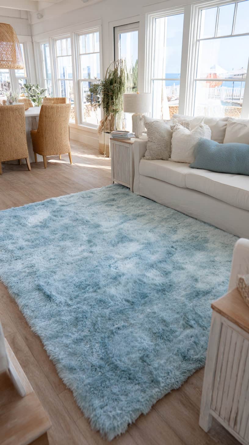 Soft Blue Cozy Living Room Rug - Image 2