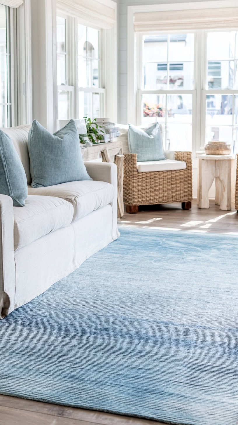 Soft Blue Cozy Living Room Rug - Image 1