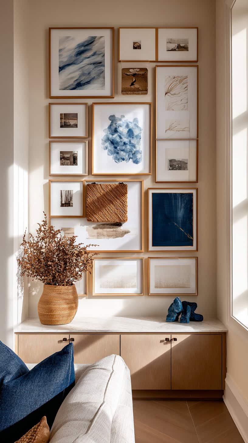 Tan and Blue Gallery Wall - Image 1