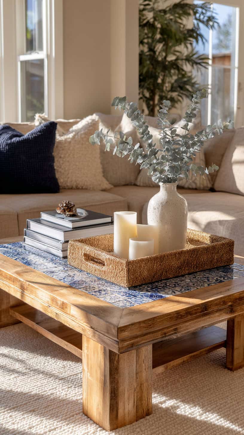 Tan Blue Coffee Table - Image 2