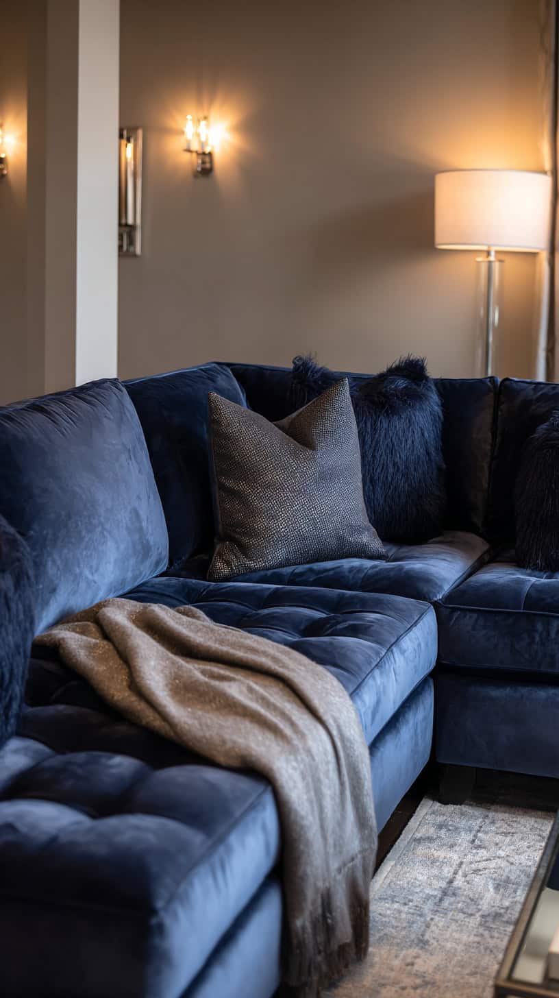 Taupe and Blue Sofas - Image 1