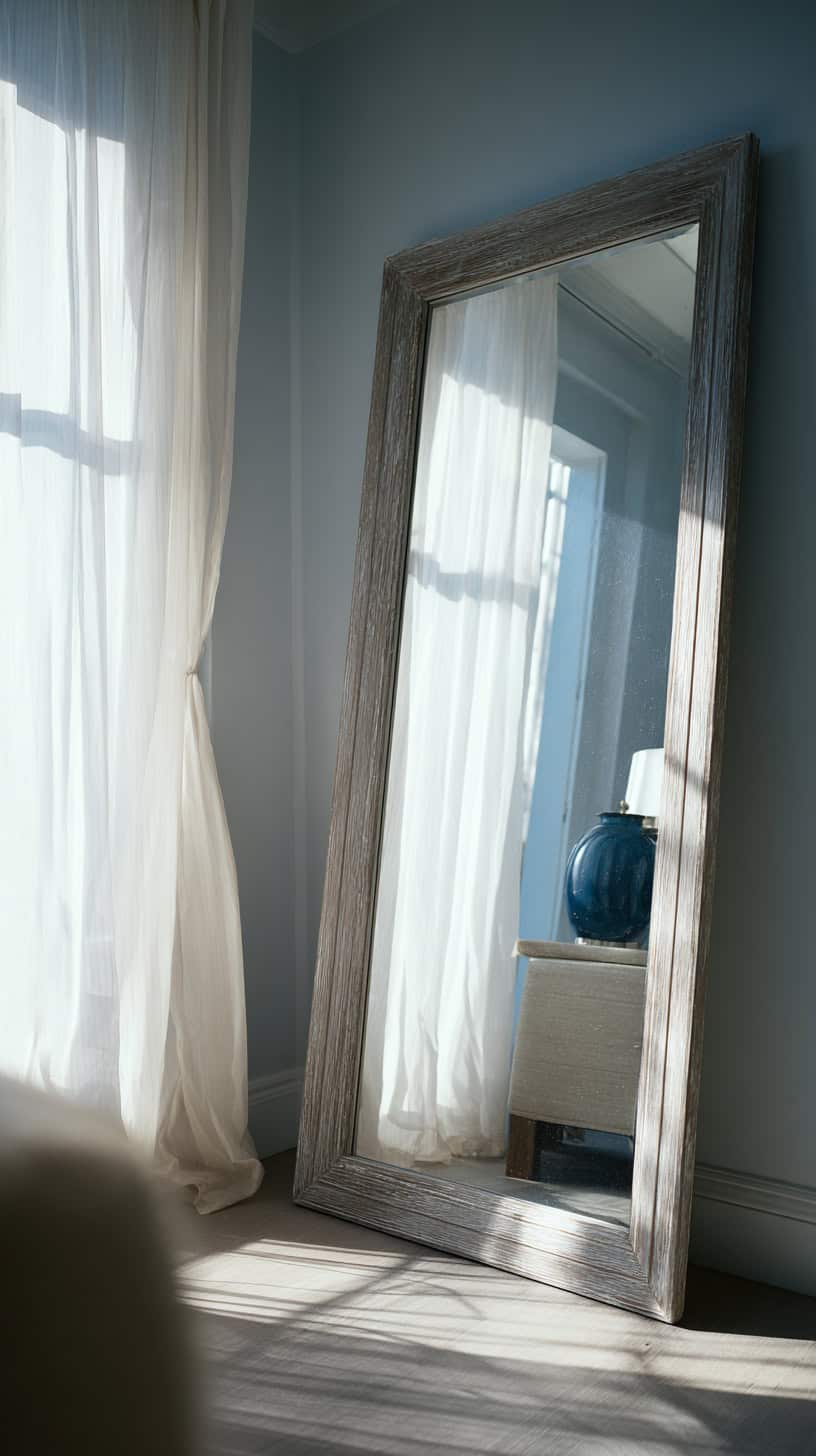 Taupe Blue Wall Mirror - Image 1