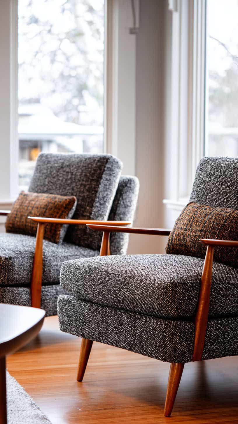 Tweed Armchair Pair - Image 2