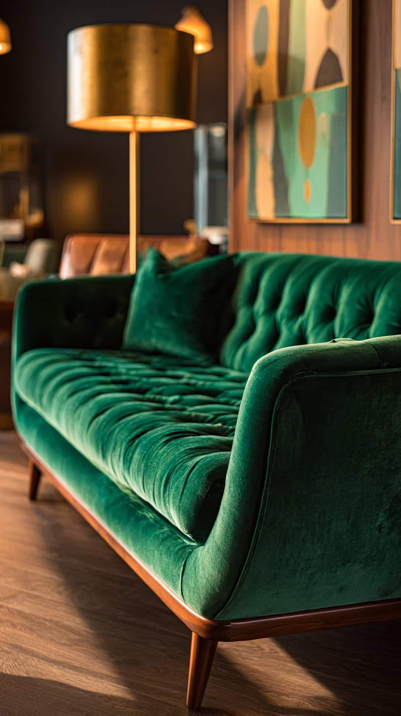 Velvet Tufted Sofa - Image 2