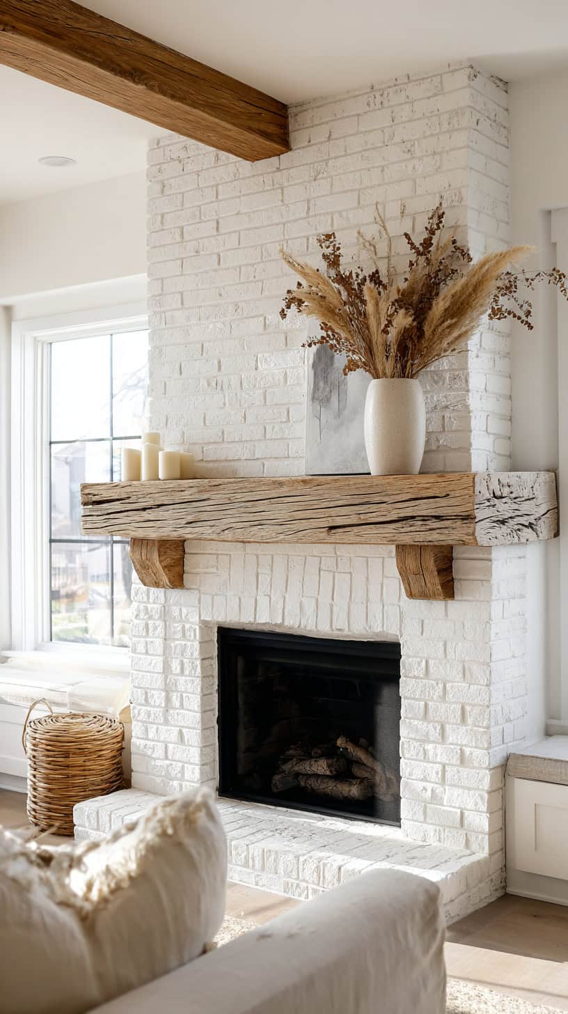 Whitewashed Fireplace Mantel - Image 2