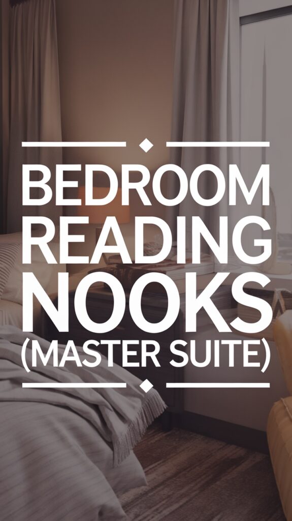 Text overlay: "Bedroom Reading Nooks (Master Suite)" in a cozy bedroom setting.