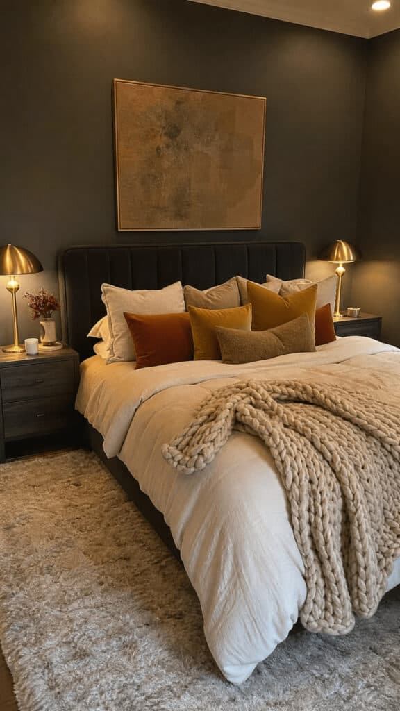 Deep Charcoal And Warm Accent Colors