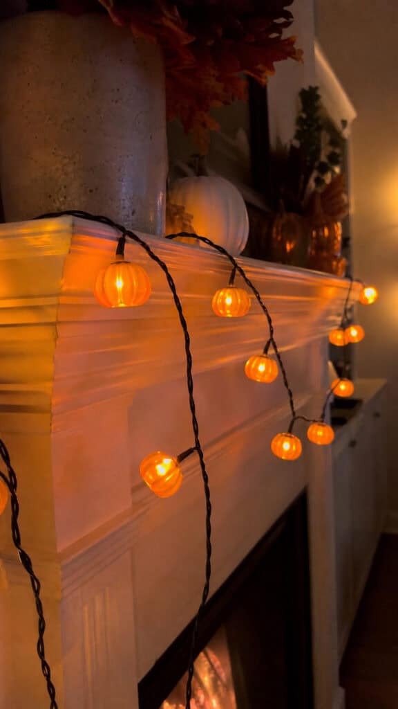 Warm String Lights with Mini Pumpkins