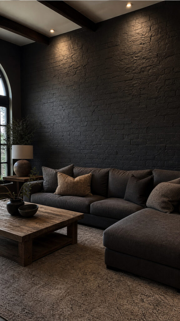Charcoal Brick or Stone Feature Wall