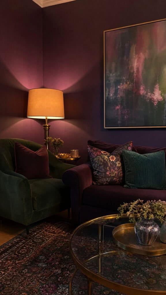 Dark Plum Walls with Jewel Tone Accents