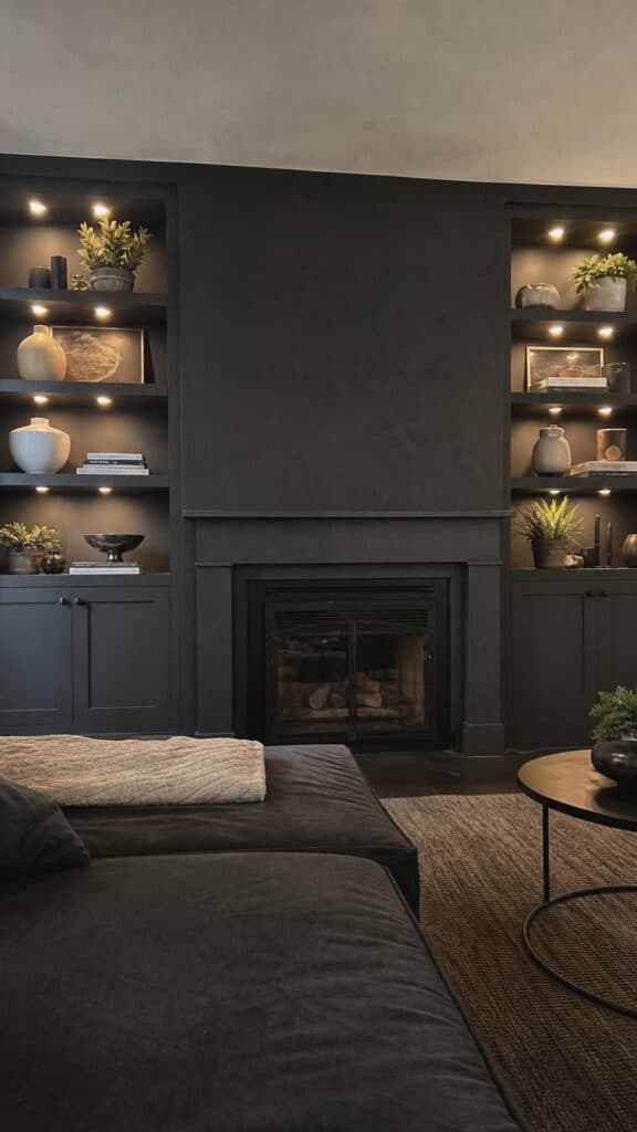 Matte Black Built-In Shelving