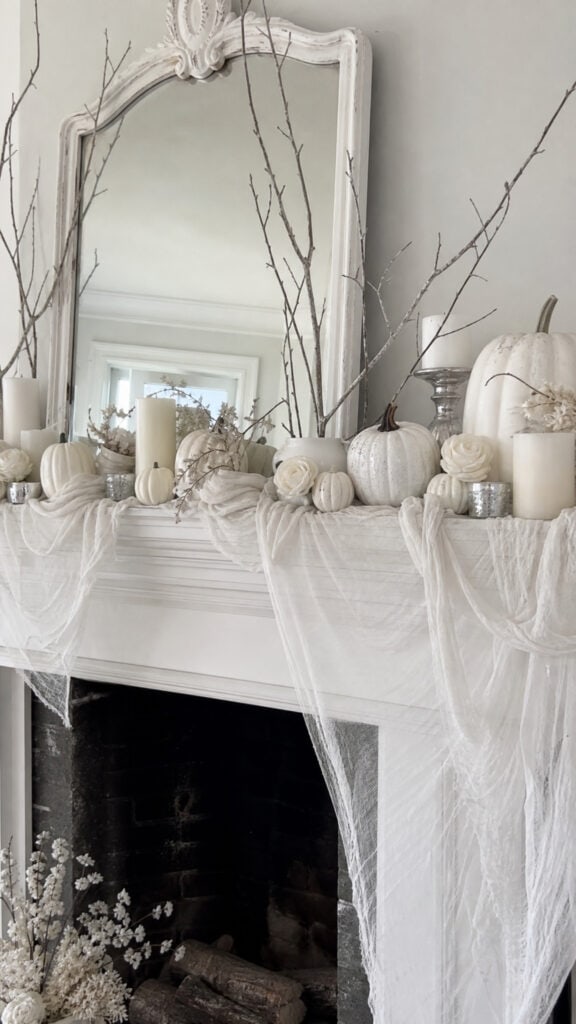 Elegant All-White Halloween Display
