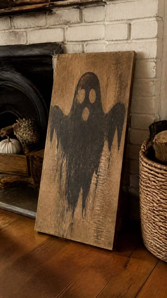 Rustic Wooden Sign with Halloween Message