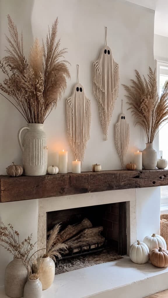 Macrame Ghost Hangings With Dried Pampas Grass