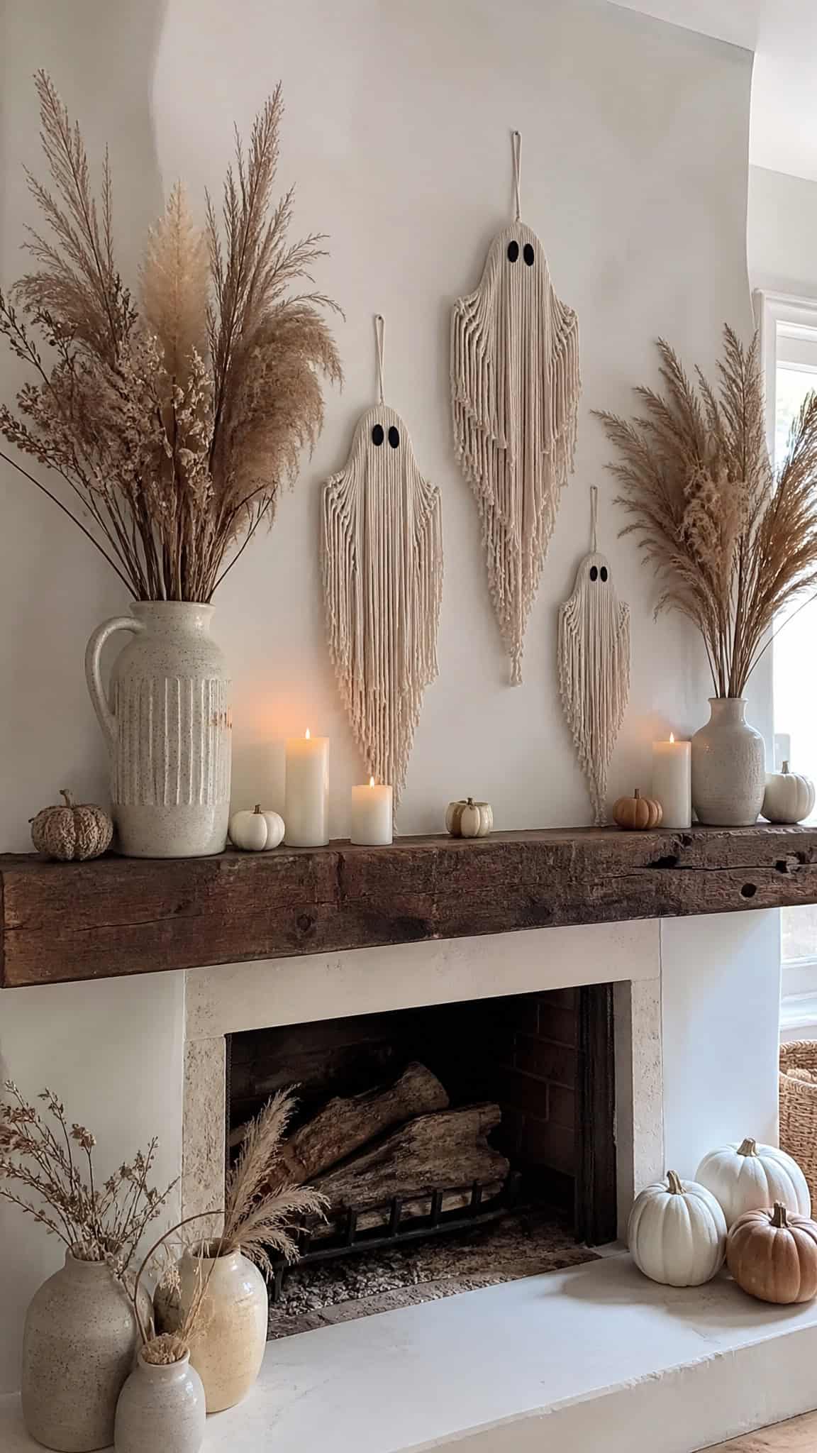 Macrame Ghost Hangings With Dried Pampas Grass