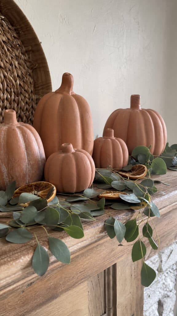 Terracotta Pumpkin Collection With Eucalyptus Garland