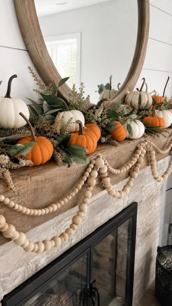 Wooden Bead Garland With Mini Pumpkins