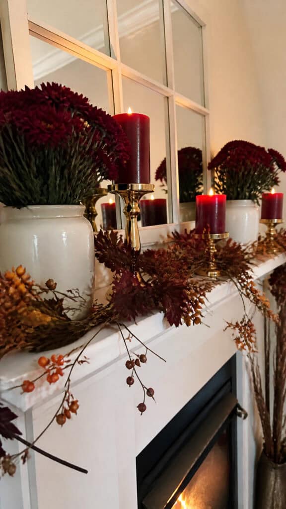 Create a Stunning Burgundy Fall Mantel Display
