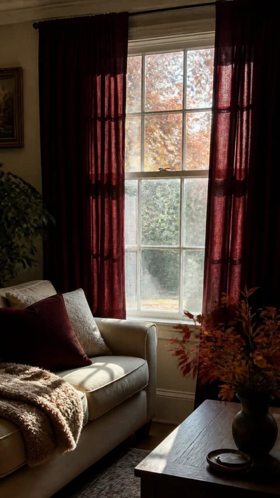 Incorporate Burgundy Window Treatments and Curtains