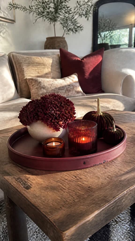 Style Your Coffee Table with Burgundy Centerpieces