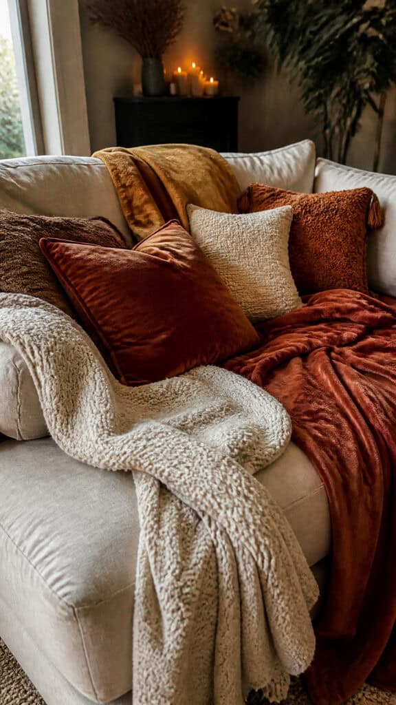 Layer Plush Throw Blankets In Rich Autumn Hues