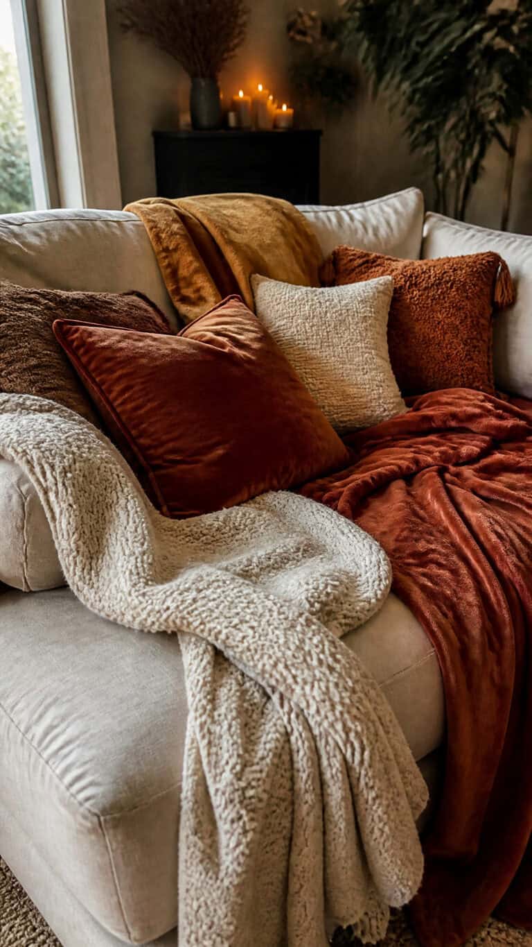 Layer Plush Throw Blankets In Rich Autumn Hues
