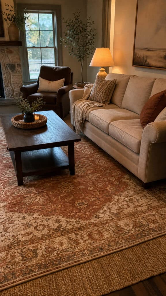 Swap In A Warm-Toned Area Rug