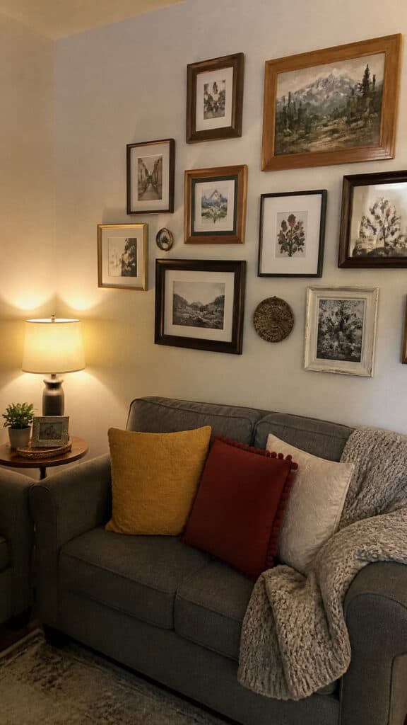 Gallery Wall Corner with Comfy Seating
