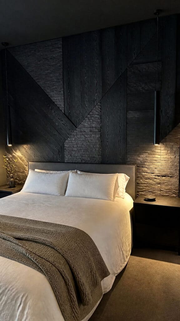 Charcoal and Black Mixed Materials Feature Wall