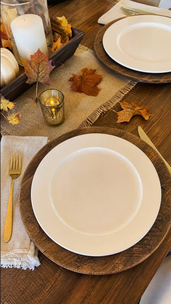 Rustic Wooden Chargers with Natural Elements