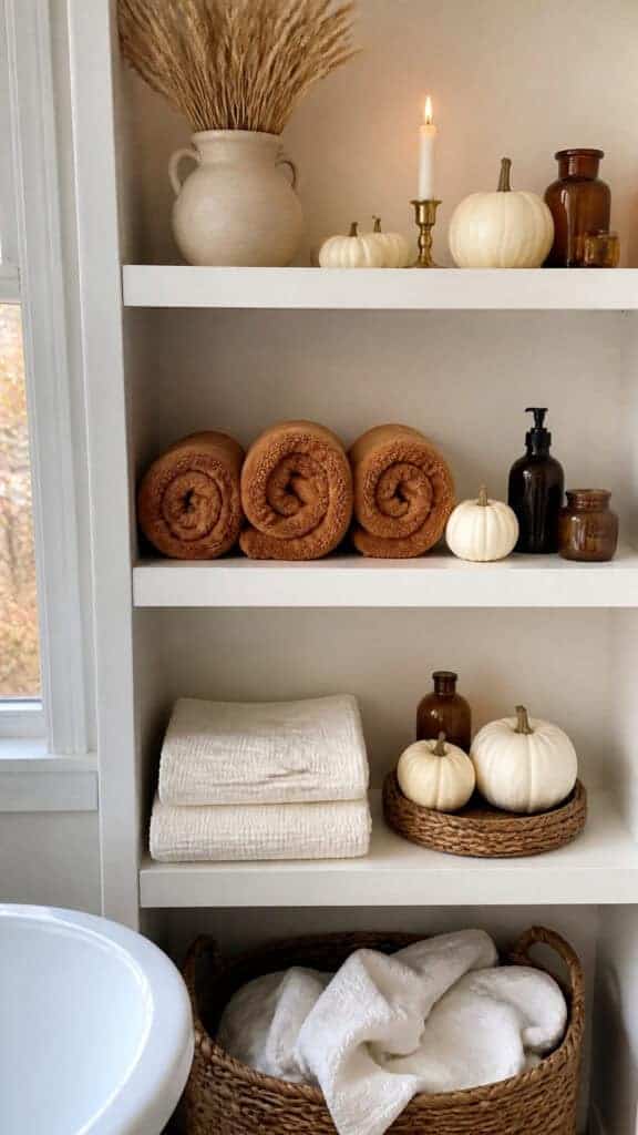 Style Open Shelving with Fall Vignettes